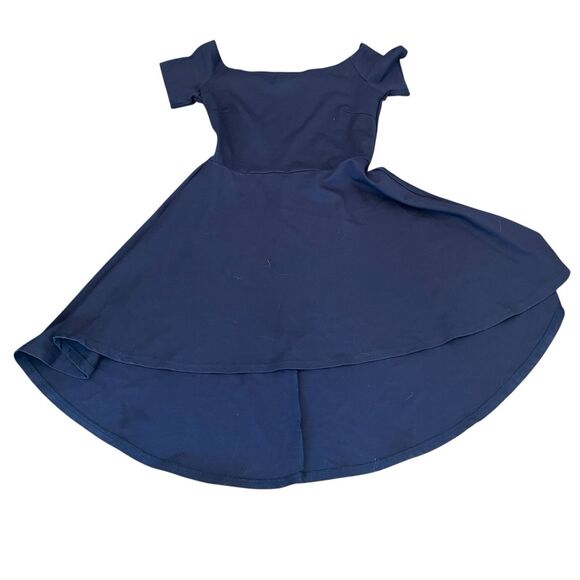 Sarin Mathews Dress Small Navy Cap Sleeve Fit & Flare Quiet Luxury Preppy Party - Picture 3 of 11